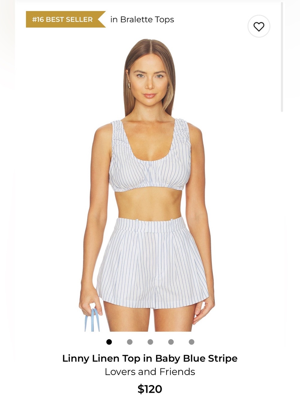 Lovers and Friends Linny Linen Short and Top in Baby Blue Stripe size Medium